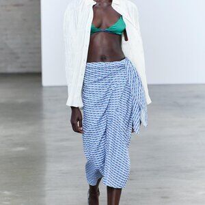 Zara printed pareo (blue/white/yellow) (3707/179/330), Size Small, NWT